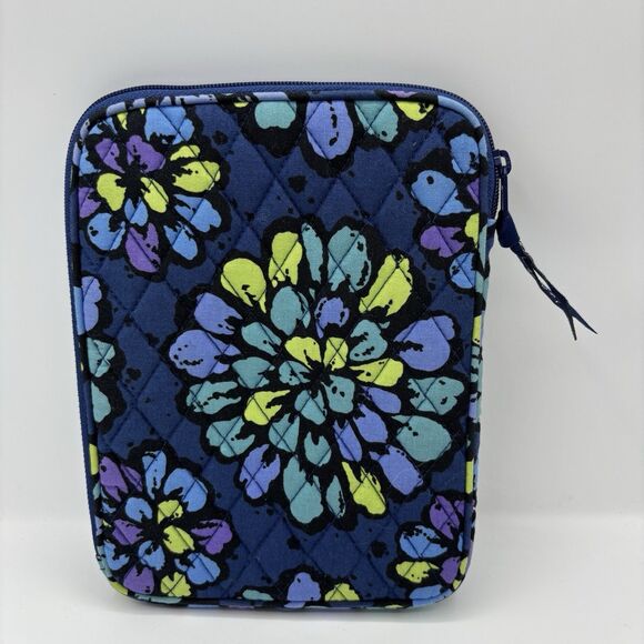 Vera Bradley Tablet iPad E Reader Kindle Sleeve Indigo Pop Blue Padded Zipper - Picture 2 of 7